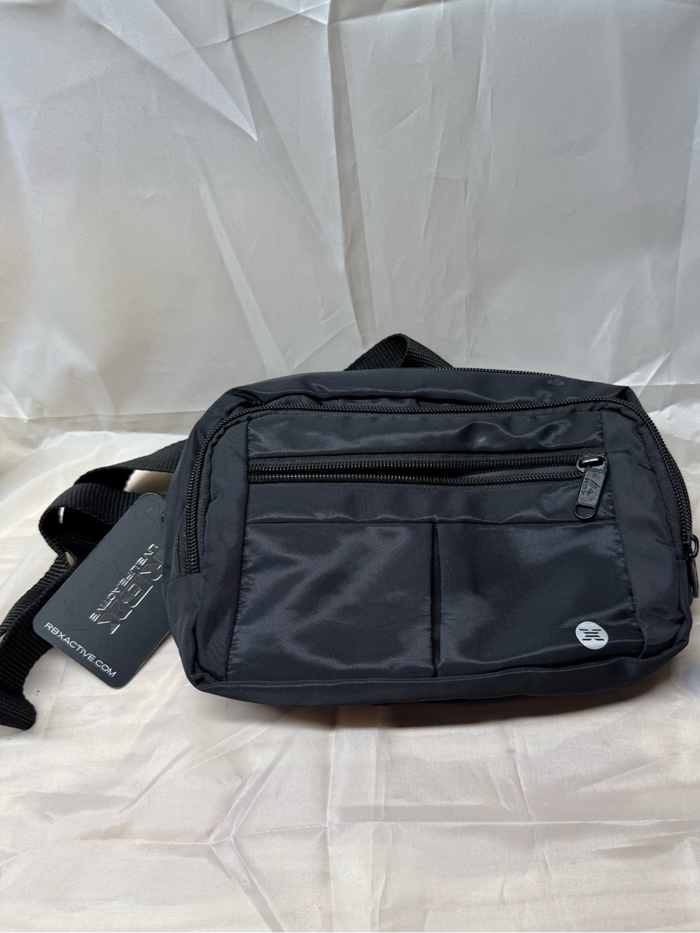 RBX Active Black Waist crossbody bag with Front Zip Pockets